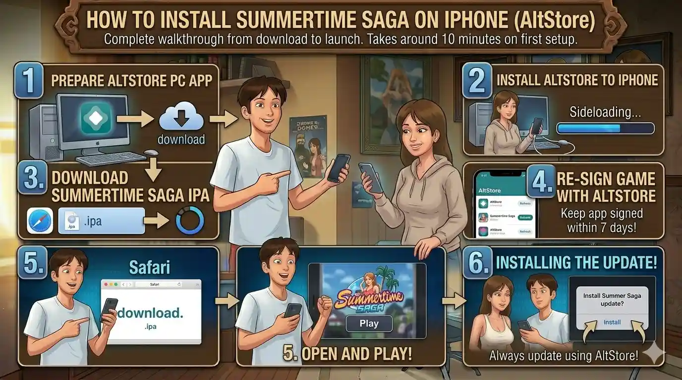AltStore sideload installation steps for Summertime Saga iOS